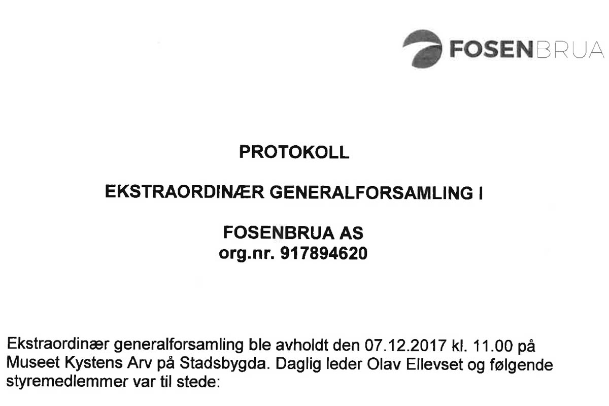Ekstraordinær generalforsamling Fosenbrua 07-12-17